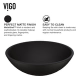 VIGO Cavalli MatteShell Round Vessel Bathroom Sink/Basin with Consistent Matte Finish, Black image 2
