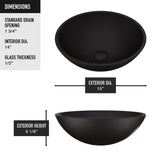 VIGO Cavalli MatteShell Round Vessel Bathroom Sink/Basin with Consistent Matte Finish, Black image 3