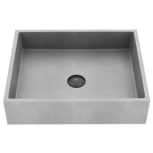 VIGO Coca Gothic ConcretoStone 19x15-in Deep Grey Bathroom Sink/Basin with Rectangular Vessel