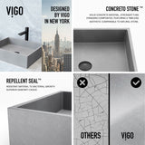 VIGO Coca Gothic ConcretoStone 19x15-in Deep Grey Bathroom Sink/Basin with Rectangular Vessel image 3