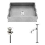 VIGO Coca Gothic ConcretoStone Grey Bathroom Sink/Basin Set with Cass Faucet and Rectangular Vessel image 2