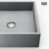 VIGO Coca Gothic ConcretoStone Grey Bathroom Sink/Basin Set with Cass Faucet and Rectangular Vessel image 5