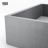 VIGO Coca Gothic ConcretoStone Grey Bathroom Sink/Basin Set with Cass Faucet and Rectangular Vessel image 7