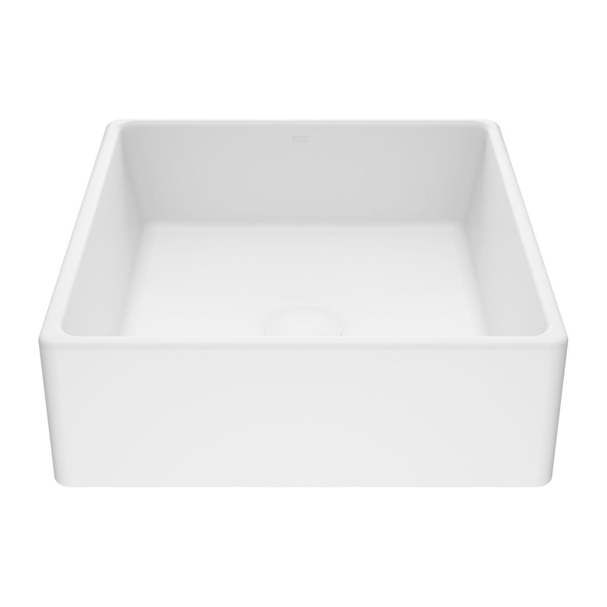 VIGO Dianthus Matte Stone Square Vessel Bathroom Sink, Above-Counter Installation, White