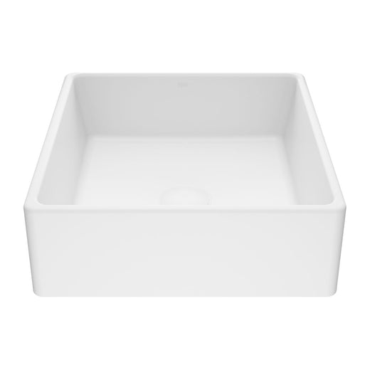 VIGO Dianthus Matte Stone Square Vessel Bathroom Sink, Above-Counter Installation, White