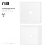 VIGO Dianthus Matte Stone Square Vessel Bathroom Sink, Above-Counter Installation, White image 5
