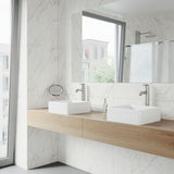 VIGO Dianthus Matte Stone Square Vessel Bathroom Sink, Above-Counter Installation, White image 7