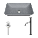 VIGO Duomo Gothic ConcretoStone Grey Bathroom Sink/Basin Set with Cass Faucet and Rectangular Vessel image 2