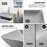 VIGO Duomo Gothic ConcretoStone Grey Bathroom Sink/Basin Set with Cass Faucet and Rectangular Vessel image 5