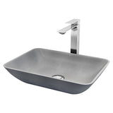 VIGO Duomo Gothic ConcretoStone Grey Bathroom Sink/Basin Set with Dunn Faucet and Rectangular Vessel