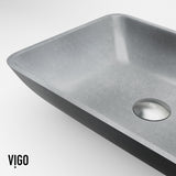 VIGO Duomo Gothic ConcretoStone Grey Bathroom Sink/Basin Set with Dunn Faucet and Rectangular Vessel image 6