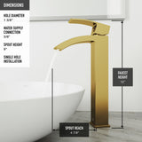 VIGO Duris Single Handle Vessel Sink Bathroom Faucet with Deck Plate, Matte BGold image 3