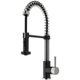 VIGO Edison Single Handle Pull Down Kitchen Faucet, Stainless Steel/Matte Black