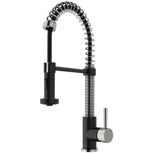 VIGO Edison Single Handle Pull Down Kitchen Faucet, Stainless Steel/Matte Black