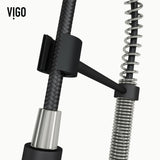 VIGO Edison Single Handle Pull Down Kitchen Faucet, Stainless Steel/Matte Black image 4