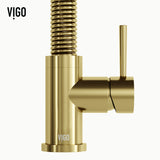 VIGO Edison Single Handle Pull Down Sprayer Kitchen Faucet, Matte Gold image 4