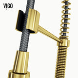 VIGO Edison Single Handle Pull Down Sprayer Kitchen Faucet, Matte Gold image 5