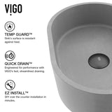 VIGO Giralda Gothic ConcretoStone 16x11-in Deep Grey Bathroom Sink/Basin with Rectangular Vessel image 3