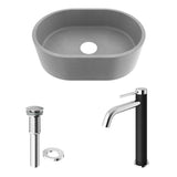 VIGO Giralda Gothic ConcretoStone Grey Bathroom Sink/Basin Set with Lexington Faucet and Oval Composite Vessel image 2