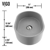 VIGO Giralda Gothic ConcretoStone Grey Bathroom Sink/Basin Set with Lexington Faucet and Oval Composite Vessel image 6