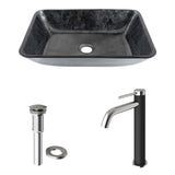 VIGO Glass Grey Onyx Bathroom Sink/Basin Set with Lexington Faucet and Rectangular Vessel image 2