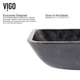 VIGO Glass Grey Onyx Bathroom Sink/Basin Set with Matte Black Lexington Faucet and Rectangular Vessel image 3