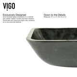 VIGO Glass Grey Onyx Bathroom Sink/Basin Set with Matte Gold Lexington Faucet and Rectangular Vessel image 3