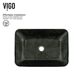 VIGO Glass Grey Onyx Bathroom Sink/Basin Set with Matte Gold Lexington Faucet and Rectangular Vessel image 6