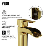 VIGO Glass Grey Onyx Bathroom Sink/Basin Set with Matte Gold Niko Faucet and Rectangular Vessel image 5