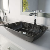 VIGO Glass Grey Onyx Bathroom Sink/Basin Set with Niko Faucet and Rectangular Vessel image 8
