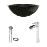 VIGO Glass Grey Onyx Bathroom Sink/Basin Set with Niko Faucet and Round Vessel image 2