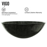 VIGO Glass Grey Onyx Bathroom Sink/Basin Set with Niko Faucet and Round Vessel image 4