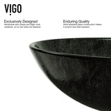 VIGO Glass Grey Onyx Bathroom Sink/Basin Set with Niko Faucet and Round Vessel image 8