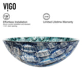 VIGO Glass Oceania Blue Bathroom Sink/Basin Set with Linus Faucet and Round Vessel image 5