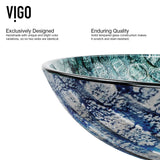 VIGO Glass Oceania Blue Bathroom Sink/Basin Set with Linus Faucet and Round Vessel image 8