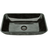VIGO Glass Rectangular Vessel Bathroom Sink/Basin, Grey Onyx