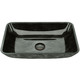 VIGO Glass Rectangular Vessel Bathroom Sink/Basin, Grey Onyx