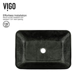 VIGO Glass Rectangular Vessel Bathroom Sink/Basin, Grey Onyx image 2