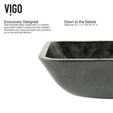 VIGO Glass Rectangular Vessel Bathroom Sink/Basin, Grey Onyx image 3