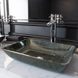 VIGO Glass Rectangular Vessel Bathroom Sink/Basin, Grey Onyx image 5