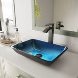 VIGO Glass Rectangular Vessel Bathroom Sink/Basin, Turquoise image 7