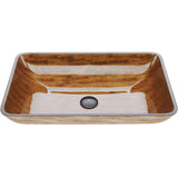 VIGO Glass Rectangular Vessel Bathroom Sink/Basin with Rounded Edges & Deep Bowl, Amber Sunset