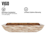 VIGO Glass Rectangular Vessel Bathroom Sink/Basin with Rounded Edges & Deep Bowl, Amber Sunset image 5