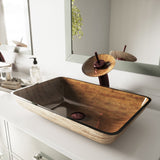 VIGO Glass Rectangular Vessel Bathroom Sink/Basin with Rounded Edges & Deep Bowl, Amber Sunset image 7