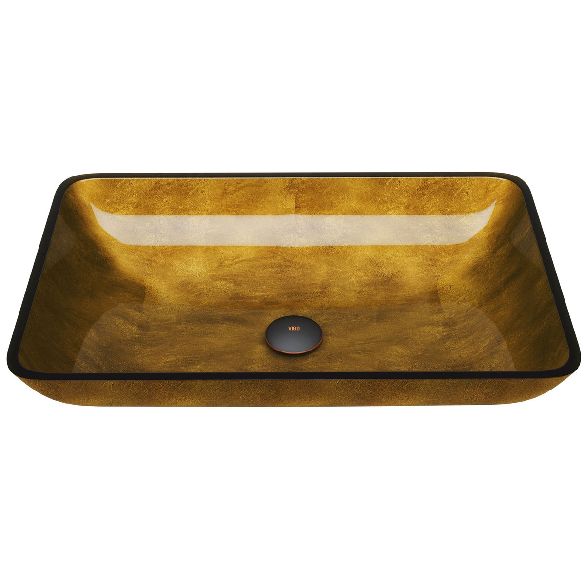 VIGO Glass Rectangular Vessel Bathroom Sink/Basin with Rounded Edges & Deep Bowl, Copper