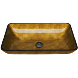 VIGO Glass Rectangular Vessel Bathroom Sink/Basin with Rounded Edges & Deep Bowl, Copper