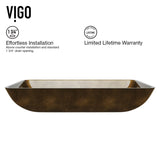 VIGO Glass Rectangular Vessel Bathroom Sink/Basin with Rounded Edges & Deep Bowl, Copper image 3