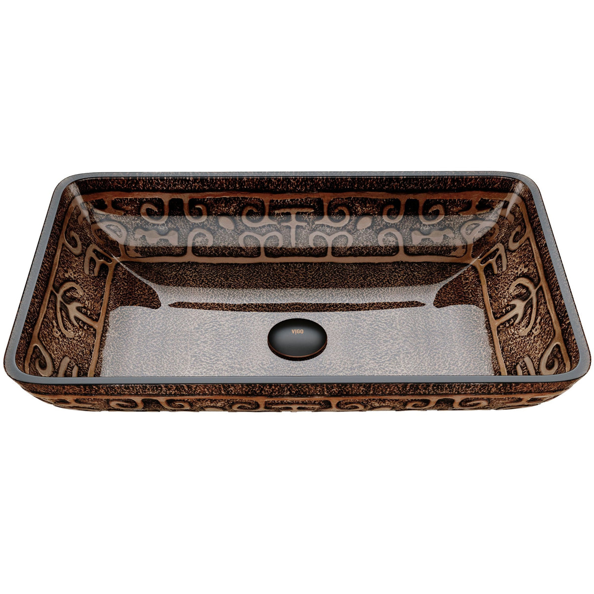 VIGO Glass Rectangular Vessel Bathroom Sink/Basin with Rounded Edges & Deep Bowl, Gold