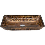 VIGO Glass Rectangular Vessel Bathroom Sink/Basin with Rounded Edges & Deep Bowl, Gold image 3