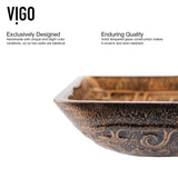 VIGO Glass Rectangular Vessel Bathroom Sink/Basin with Rounded Edges & Deep Bowl, Gold image 4